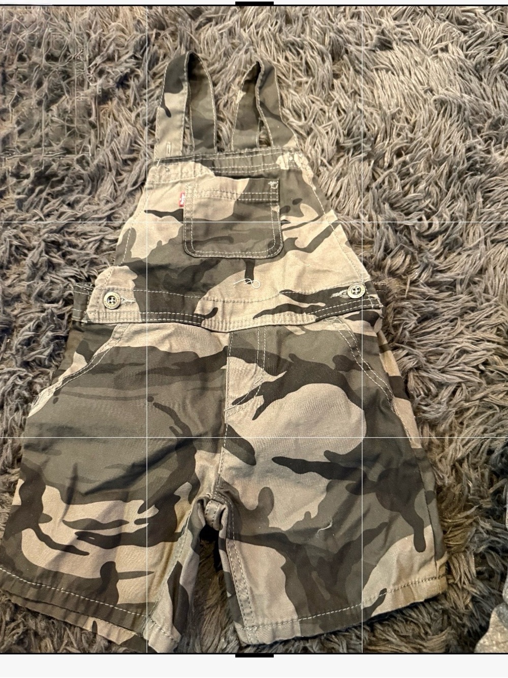 Levi's Camo Short Overalls in Green and Tan